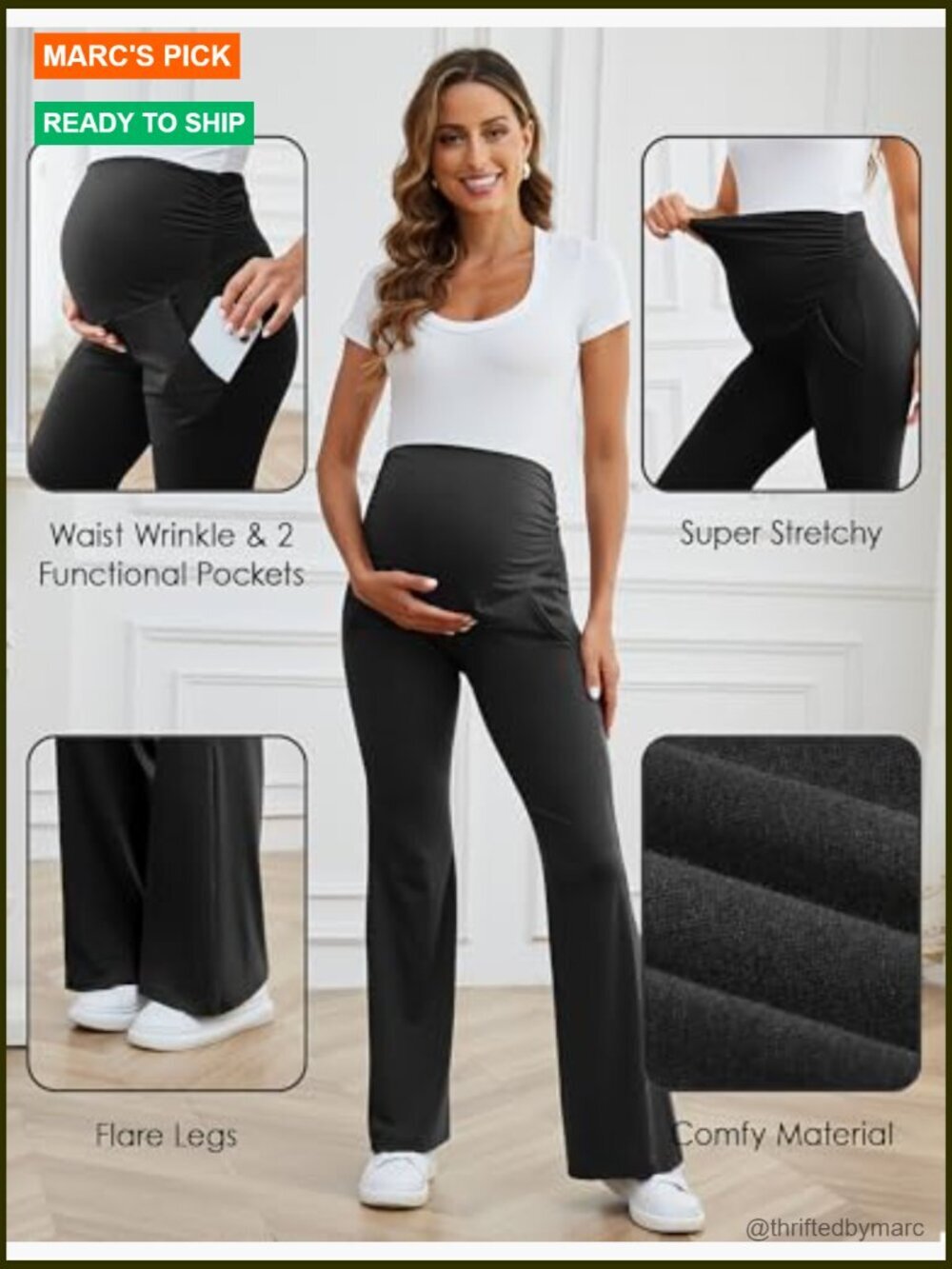 Maternity Flare Pants Stretchy Bootcut Lounge Casual Pregnancy Pants - Picture 3 of 7